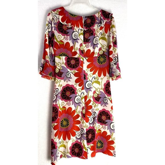 Trina Turk Colorful Bold Floral Print Silk Blend Tunic Dress Size 4 Semi Sheer - Picture 2 of 10